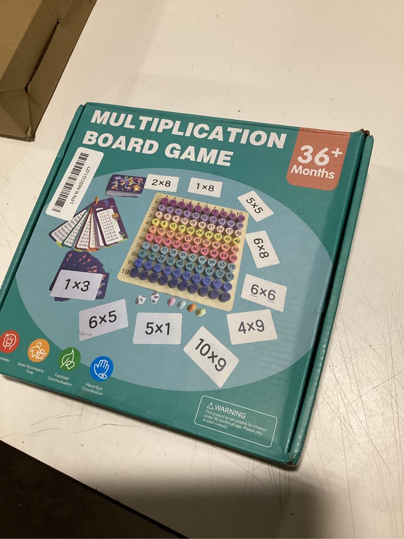 Condition photo showing Good Condition for BUZIFU Wooden Montessori Multiplication Board Game: Math Educational Toys Multiplication Table Board