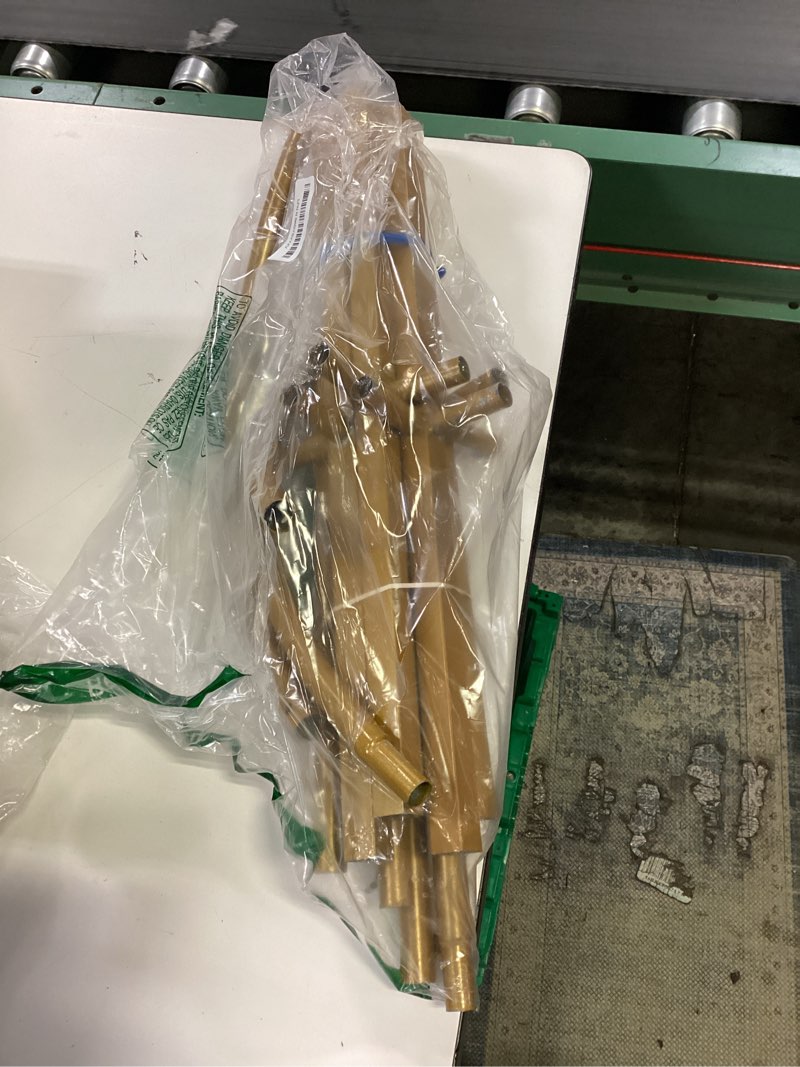 Condition photo showing As Is for Metal Arch Backdrop Stand 7.2FT+6FT Wedding Arch Backdrop Stand Set of 2 Gold Arch Backdrop Stand for Valentines Day Party Wedding Ceremony Baby Shower Birthday Floral Balloon Decration 6ft + 7.2ft Stand Set