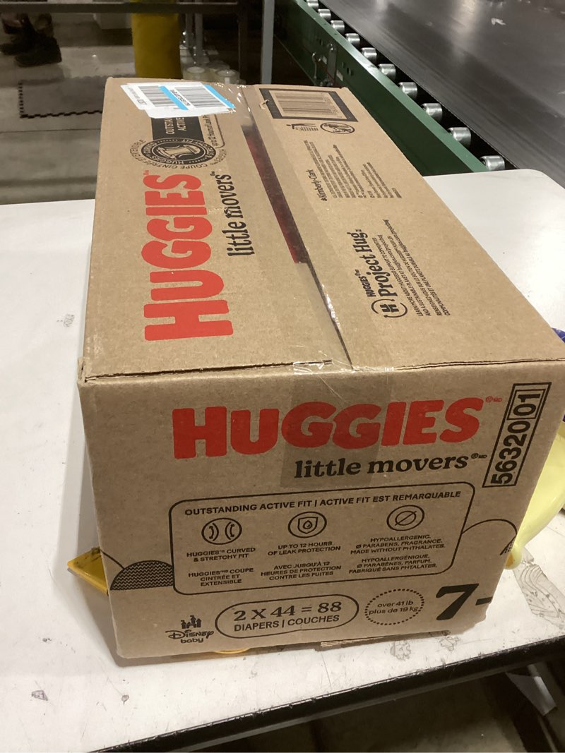 Condition photo showing New/Like New for Huggies Size 7 Diapers, Little Movers Baby Diapers, Size 7 (41+ lbs), 88 Count (2 Packs of 44), Packaging May Vary