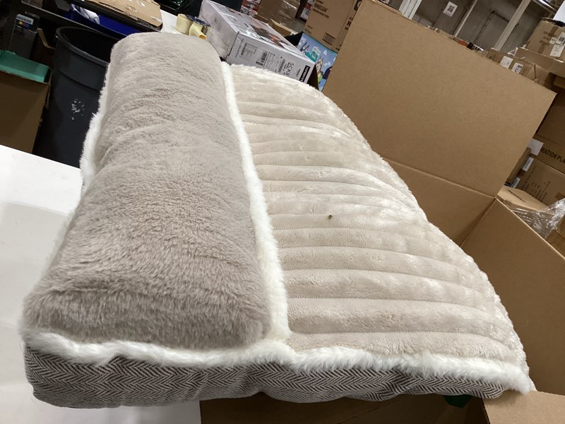 Condition photo showing Good Condition for Dog Bed for Large Dogs, Dog Mattress with Pillow for Crate Kennel, Sofa pet Bed, Super Soft pet Bed for Medium, Jumbo, Small Dogs Breeds (Beige, XX-Large:(46"x30"x4") XX-Large:(46"x30"x4") Beige