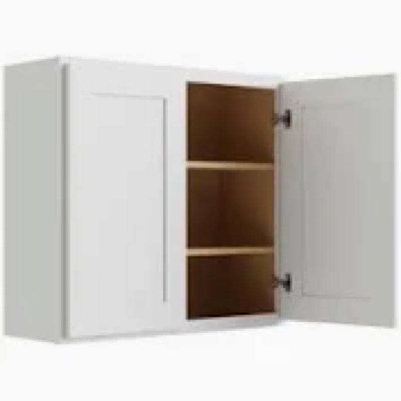 Brookings Shaker Unassembled Wall Kitchen Cabinet W2430, 24 W x 12 D x 30 H, Painted White, Solid Wo