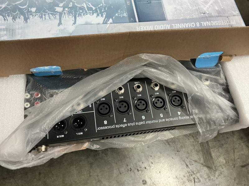 Condition photo showing As Is for Depusheng DT8 Professional Mixer Sound Board Console 8 Channel Desk System Interface Digital USB Computer MP3 Input 48V Phantom Power Stereo DJ Studio FX Steel Chassis,Black DT8 - 8 Channel Audio Mixer