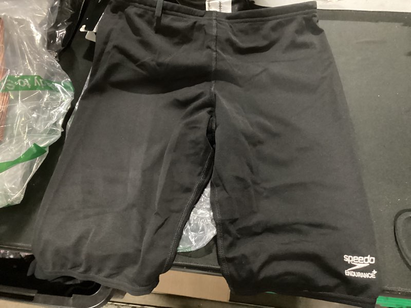 Condition photo showing Good Condition for speedo boys' swimsuit jammer endurance+ solid usa youth 30 speedo black