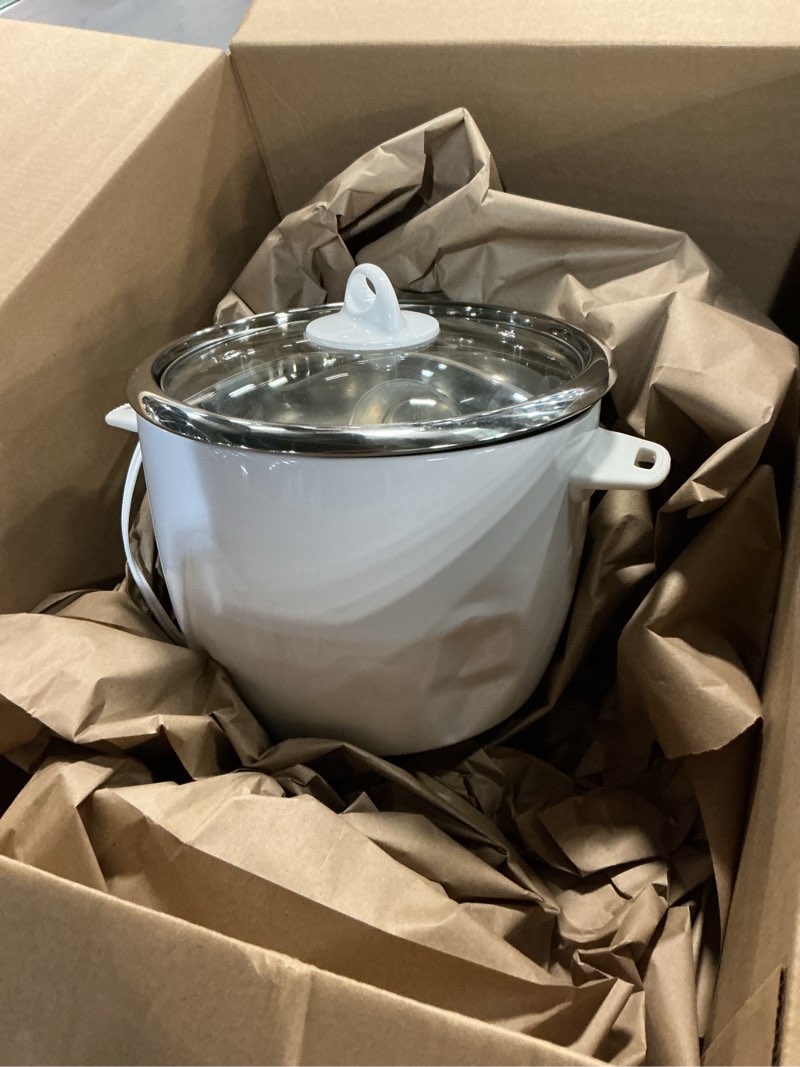 Condition photo showing As Is for Elite Gourmet ERC-2020 Electric Rice Cooker with Stainless Steel Inner Pot Makes Soups, Stews, Grains, Cereals, Keep Warm Feature, 20 Cups Cooked (10 Cups Uncooked), White 20 Cups Cooked White