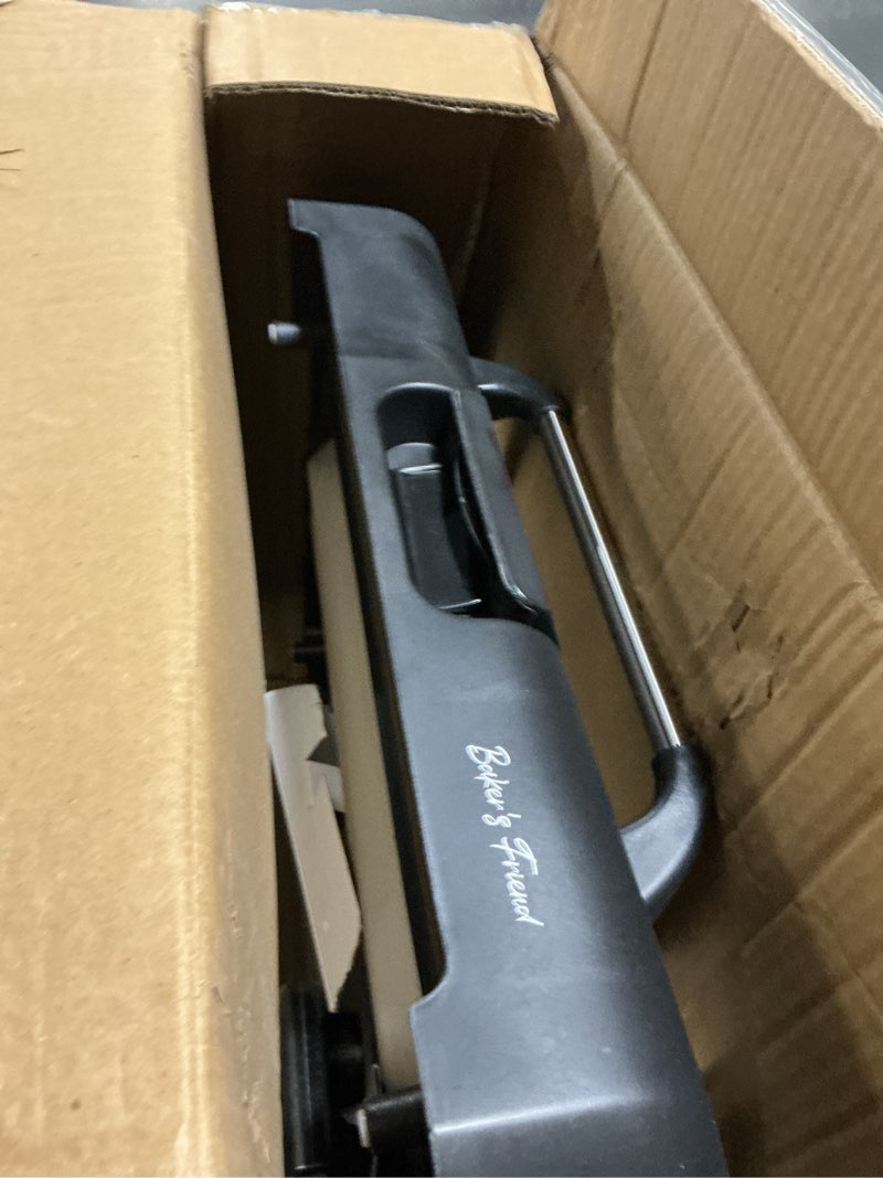 Condition photo showing As Is for baker’s friend indoor searing grill & griddle, electric griddle with 2 in 1 indoor grill and griddle plate indoor grill with removable plate & lid, silicone mold, dishwasher safe, graphite