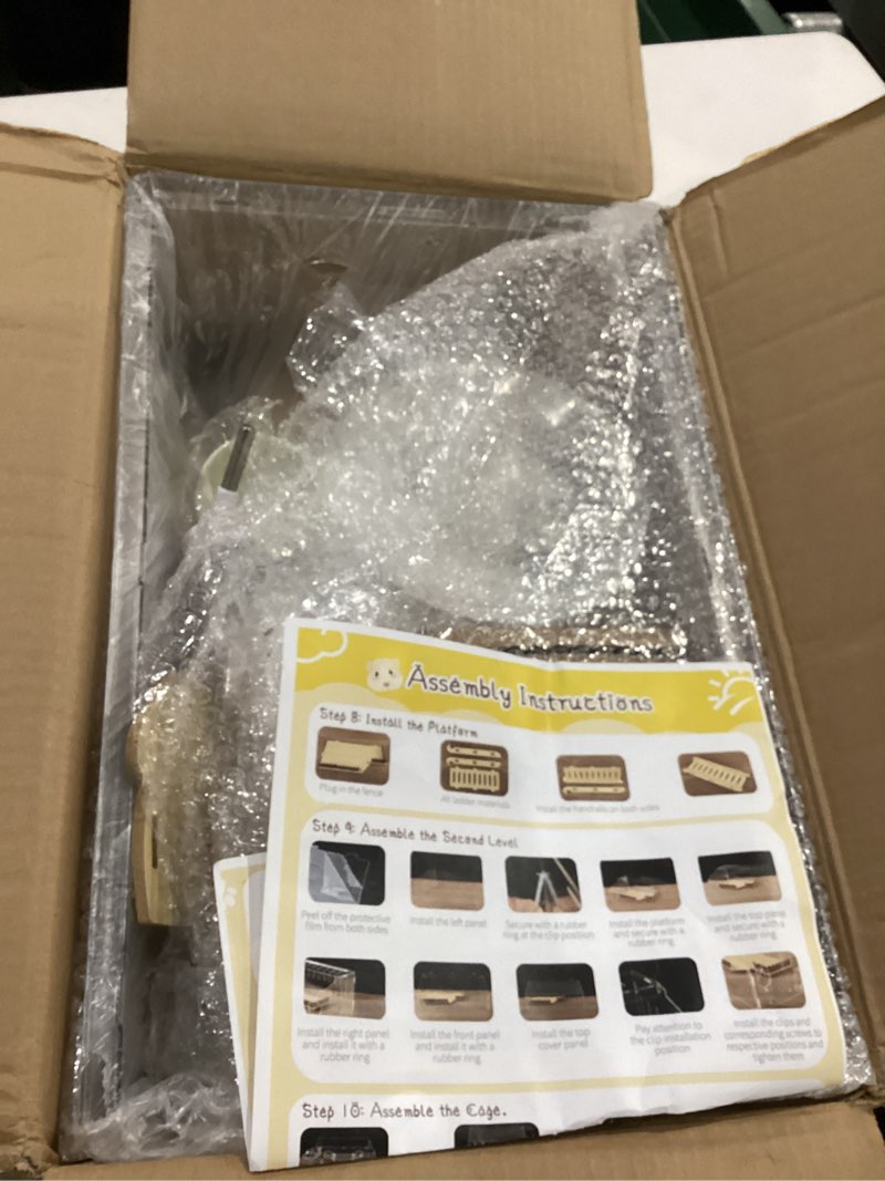 Condition photo showing Good Condition for 8 in 1 Acrylic Hamster Cage with all accessories,2-Layer Hamster House with full transparent Viewing,Top Open Mouse Cage for Pet Mice,large Hamster Habitat for Dwarf Hamster,Gerbils; 18"x11"x13.4" Transparent cage