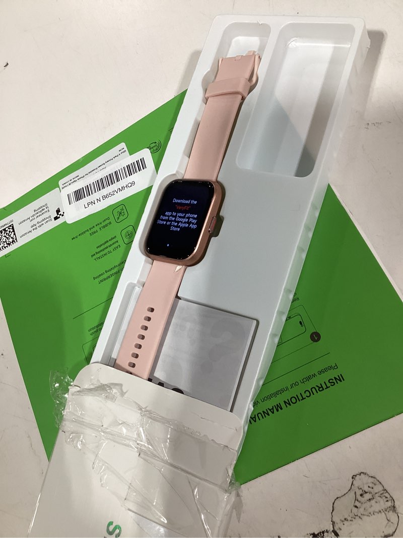 Condition photo showing New/Like New for tensky smart watch for women android & iphone, alexa built-in, 1.8" touch screen fitness tracker with answer/make calls, 3atm waterproof heart rate/sleep/spo2 monitor, pedometer, 100+ sport modes rose pink 1.8