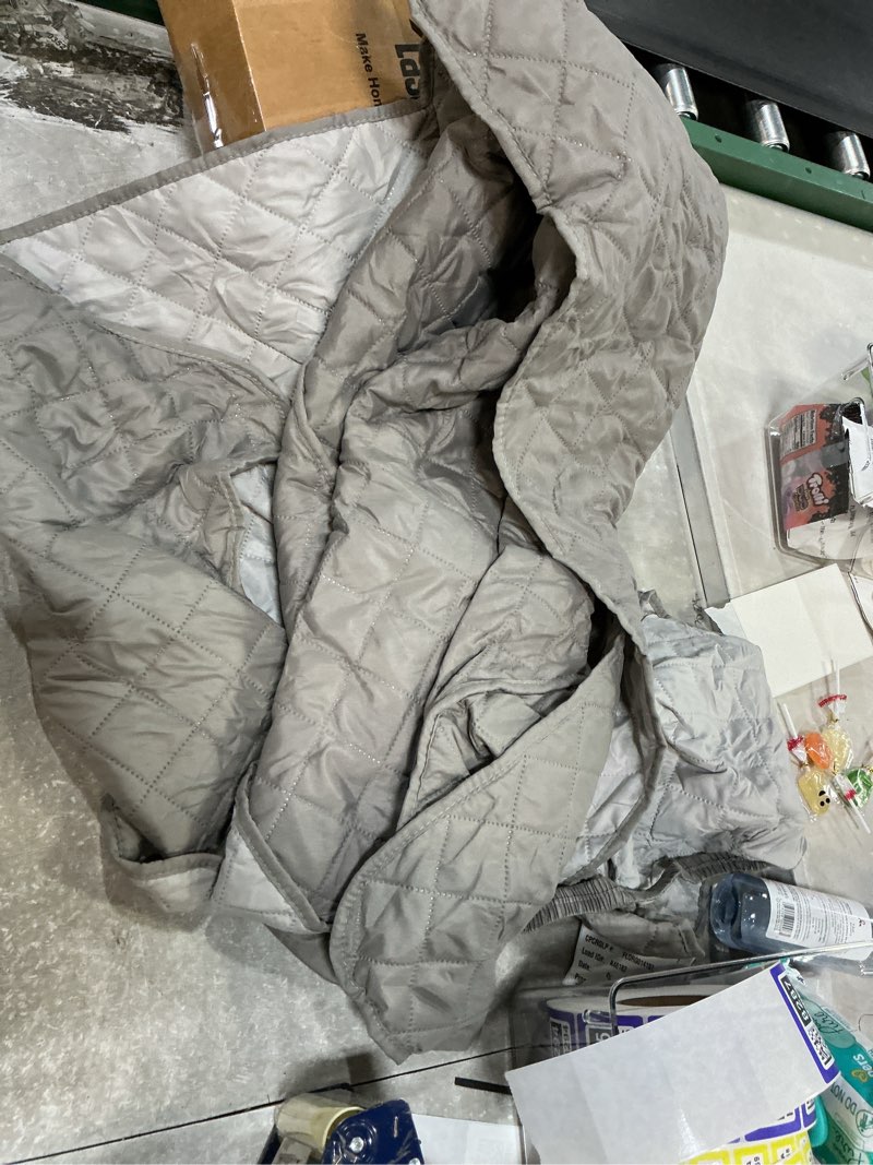 Condition photo showing As Is for Easy-Going Oversized Loveseat Recliner Cover, Reversible Couch Cover for Double Recliner, Split Sofa Cover for Each Seat with Elastic Straps for Kids, Dogs, Pets(Oversized 2 Seater, Gray/Light Gray)