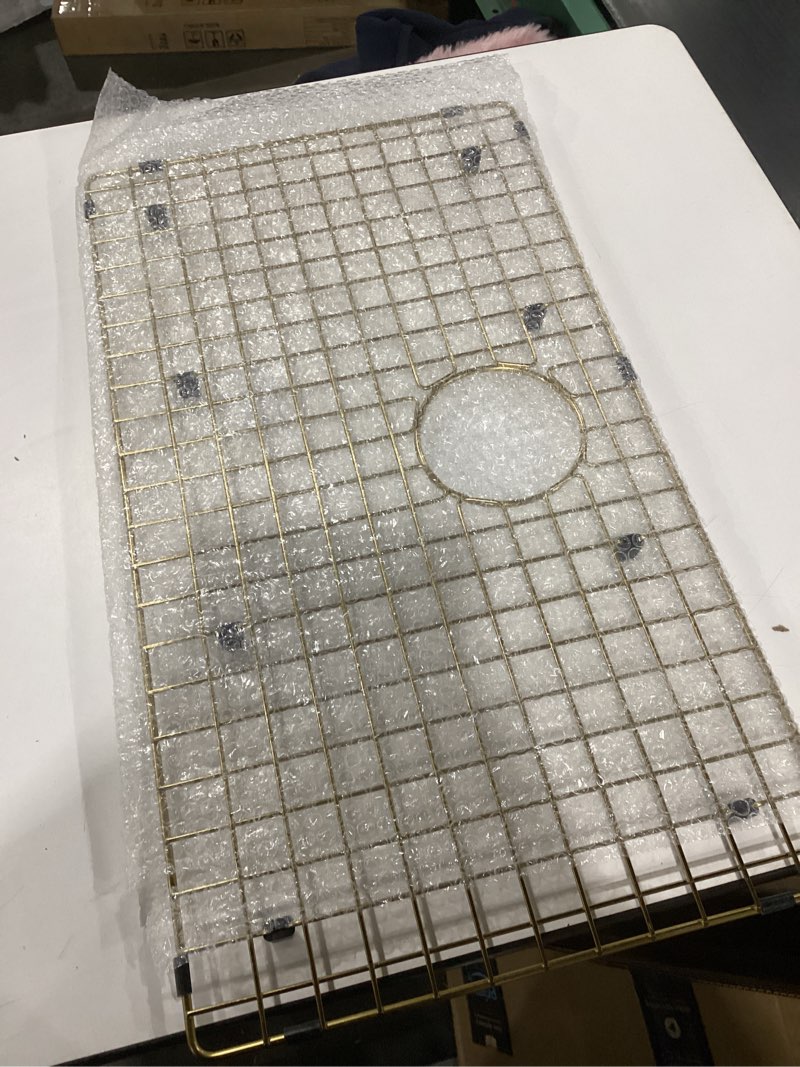 Condition photo showing As Is for Starstar Sinks Protector Matte Gold 304 Stainless Steel Kitchen Sink Bottom Grid, Rack (27 x 15)