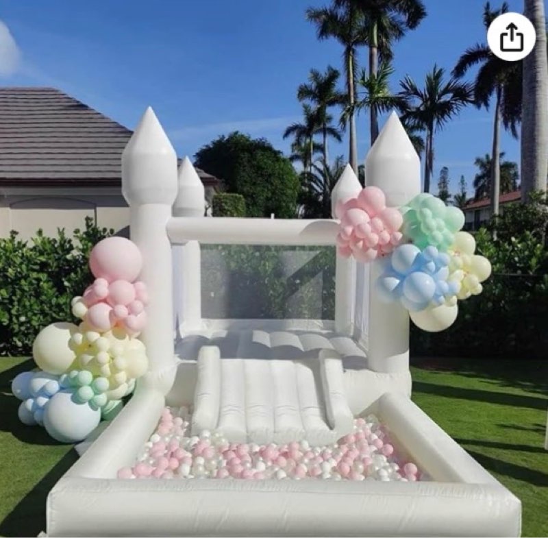 inflatable white bounce house for kids with ul blower-portable, large ball pool and jump space 3in1 bouncy castles a spacious joy-room bounce house for kids 3-12 (oxford material-13' l x 8' w x 8' h)