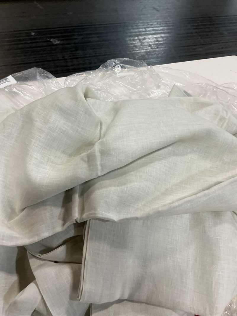Condition photo showing As Is for topfinel 84 inch long natural linen blackout linen curtains, 100% blackout light blocking pinch pleated back tab panels for sliding door, minimalist viral drapes for living room, cream beige 52\"w*84\"l natural linen 52\"w x 84\"l (pack of 1)