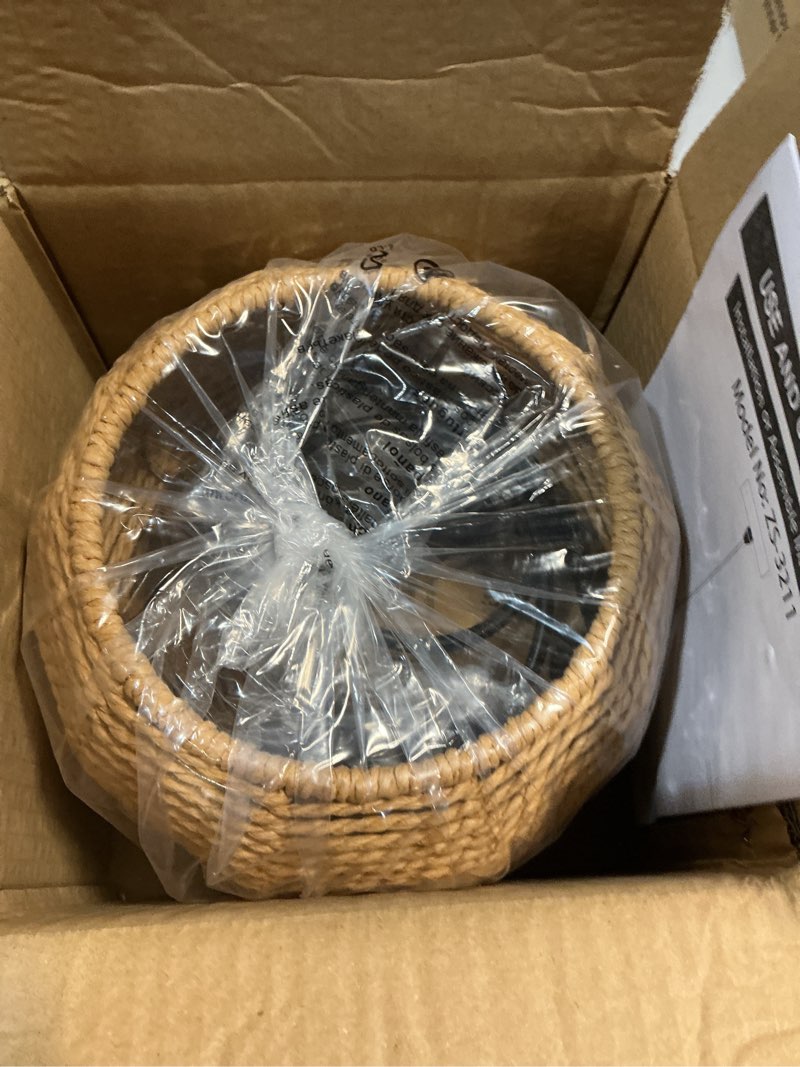 Condition photo showing Good Condition for mini hemp rope woven pendant light woven light fixture boho chandelier light fixture wicker pendant light rattan light pendant dome wicker chandelier for bedroom kitchen island(bulb incl.) 8.7" natural