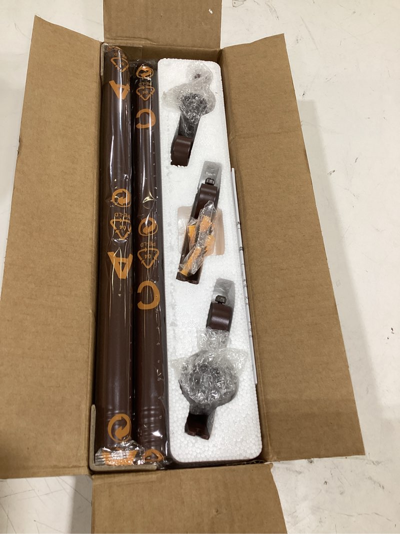 Condition photo showing Good Condition for yafex curtain rods 32-84 inch, heavy duty 1 inch adjustable curtain rod for windows, bronze long window treatment rods, modern design, easy installation 32" to 84" bronze
