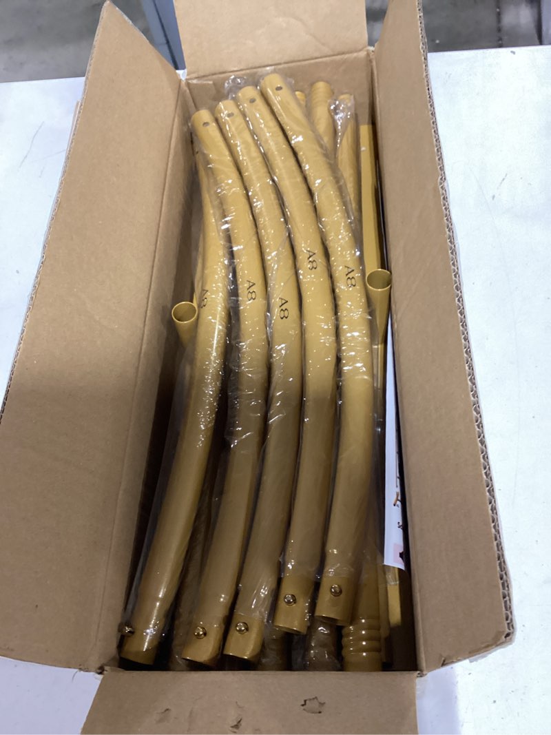 Condition photo showing Good Condition for 7.2 ft arch backdrop stand, metal balloon arch stand, stable wedding arched frame with square base ground nails, background arches for birthday party baby shower garland decoration, gold 7.2f stand