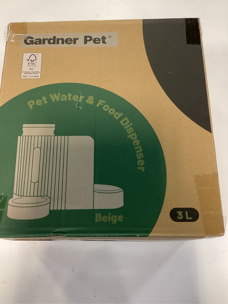 Condition photo showing New/Like New for gardner pet gravity automatic 2-in-1 pet feeder, 0.8 gallons*2 cat feeder and water dispenser set, 100% bpa-free feeder and stainless steel water dispenser for dogs, cats, rabbits, puppies (beige) large (0.8 gallon x 2) beige