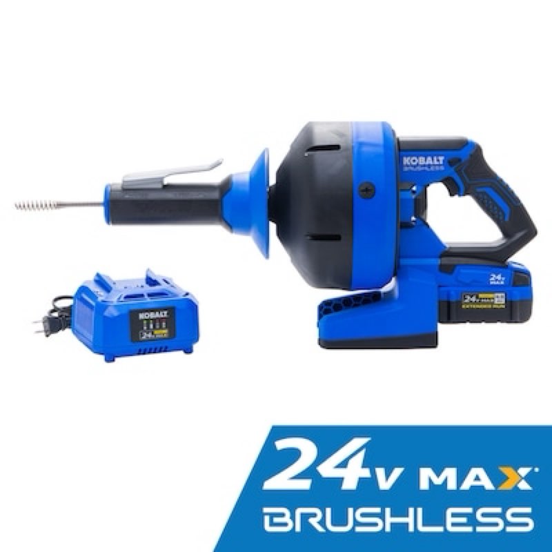 Kobalt 24-Volt 5/16-in dia x 35-ft L Galvanized wire 4 Ah Cordless Machine Augers (Charger Included