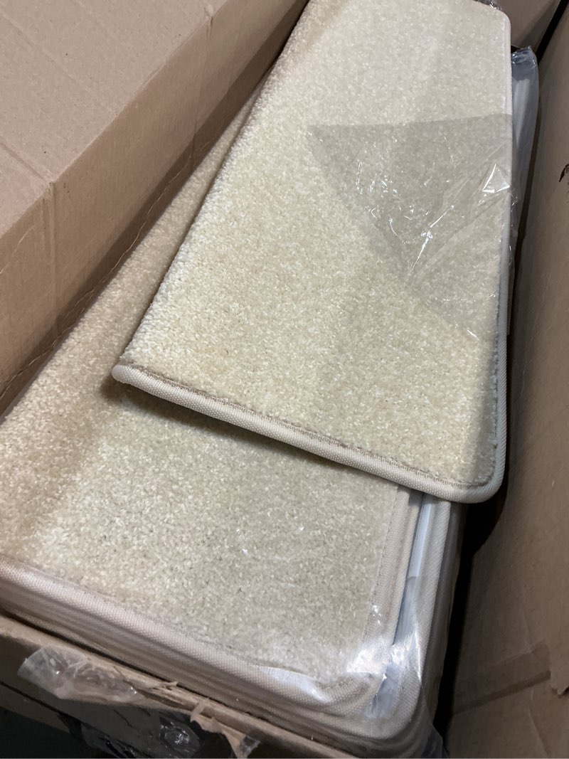 Condition photo showing Good Condition for PURE ERA Bullnose Carpet Stair Treads Set Tape Free Non-Slip Indoor Stair Protectors Pet Friendly Rugs Covers Soft Skid Resistant Washable Reusable 9.5" x 30" (14 Pieces, Light Beige) Light Beige 14 Pieces with Bullnose