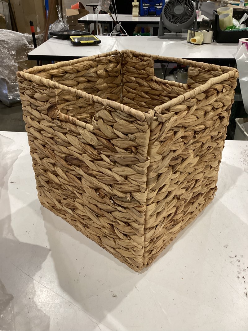 Condition photo showing Good Condition for set of 4 storage baskets wicker cube baskets foldable handwoven water hyacinth laundry organizer,10.5 * 10.5 inches woven baskets, wicker storage basket, water hyacinth storage baskets (4)