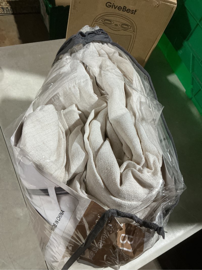Condition photo showing item condition for Extra Long Drapes 108 Inches Long 2 Panels for Living Room, Modern Thick Flax Pleat Memory Shape Light Filtering 9 ft Lush Decor Floor to Ceiling Sheer Curtains with Hook&Rings Ivory Cream 40"Wx108"L Birch 40"W x 108"L( Pack of 2)