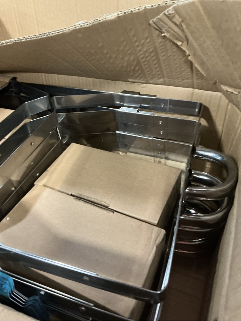 Condition photo showing New/Like New for 5 pack 8 qt chafing dish for buffet, stainless steel chafing dish buffet sets, stackable design food warmers for parties, weddings, home, christmas buffets 5 pack full pan