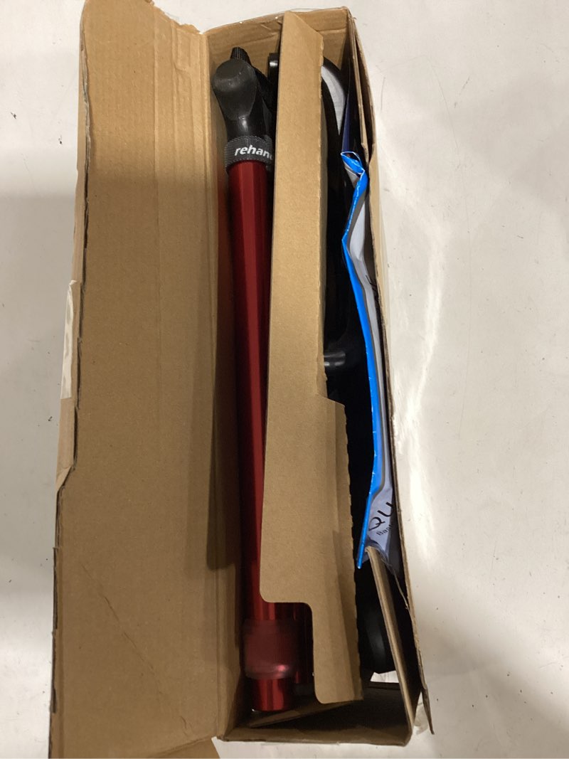Condition photo showing Good Condition for rehand quad cane, walking cane with ergonomic handle ever and graceful 4-pronged base for extra stability, adjustable walking sticks for right or left handed men & women and seniors red