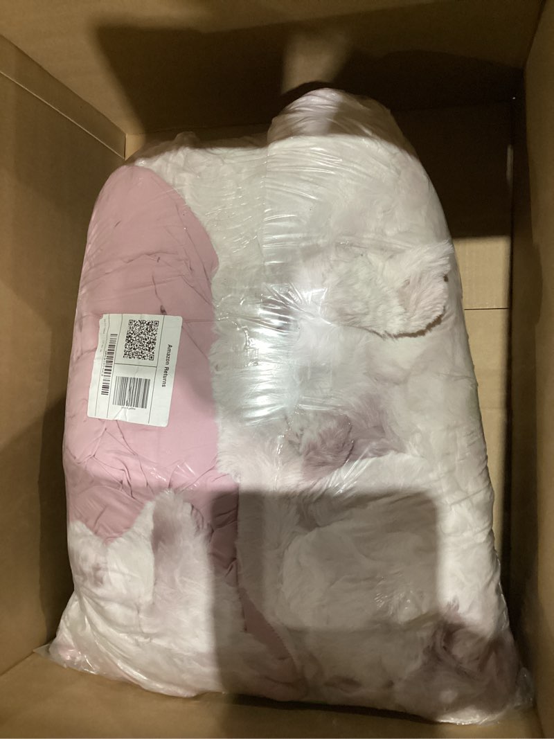 Condition photo showing Good Condition for Wonderful 3 Pieces Fluffy Faux Rabbit Fur Bubble Comforter Set King Size, Tie-Dyeing Pink Purple Plush Fuzzy Bedding Set, Warm Soft Bubble Comforter Bedding Set for Winter Tie Dye-pink Purple King