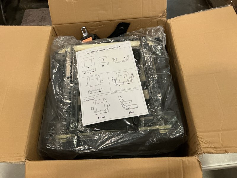 Condition photo showing Good Condition for universal tractor seat, lawn mower and forklift seat with suspension bag, safety design, strong protective performance, high durability for zero turn mower, skid loader, backhoe, dozer, telehandler tractor seat black-l