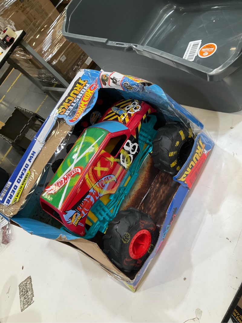 Condition photo showing Good Condition for hot wheels rc monster trucks hw demo derby in 1:15 scale, remote-control toy truck with terrain action tires