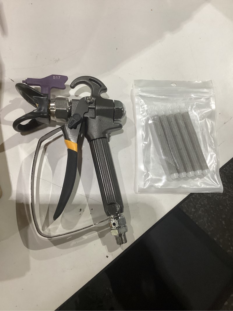Condition photo showing Good Condition for airless paint spray gun high pressure 3600 psi with reversible 517 nozzle tip guard swivel joint for airless paint sprayers black steel