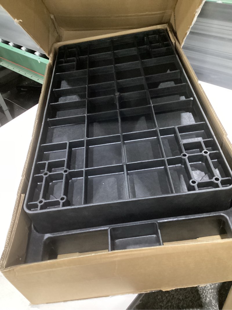 Condition photo showing Good Condition for elafros heavy duty plastic utility cart 34 x 17 inch - work cart tub storage w/deep shelves and full swivel wheels safely holds up to 550 lbs - 2 tier service cart for warehouse,garage, cleaning 4 swivel casters black