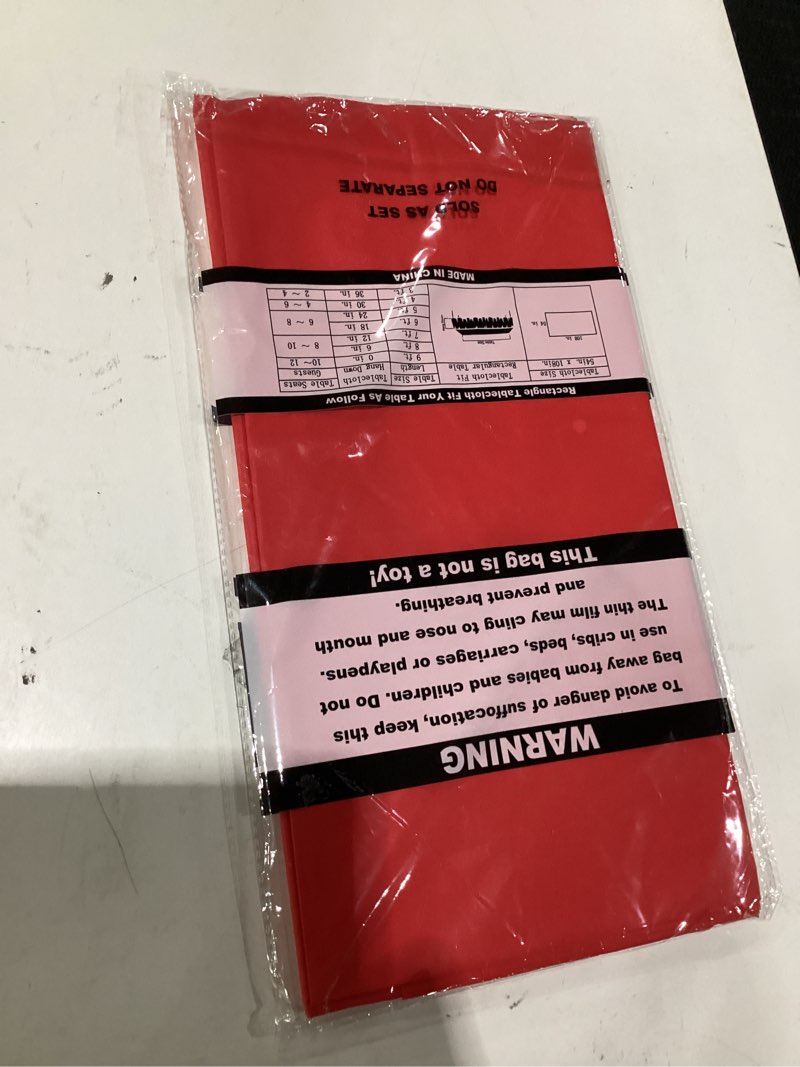 Condition photo showing Good Condition for red plastic tablecloths - 2 pack disposable table covers 54 x 108 inch bridal shower, party, picnic, birthday, wedding, banquet use - peva table cloths 8 ft rectangle e03 red