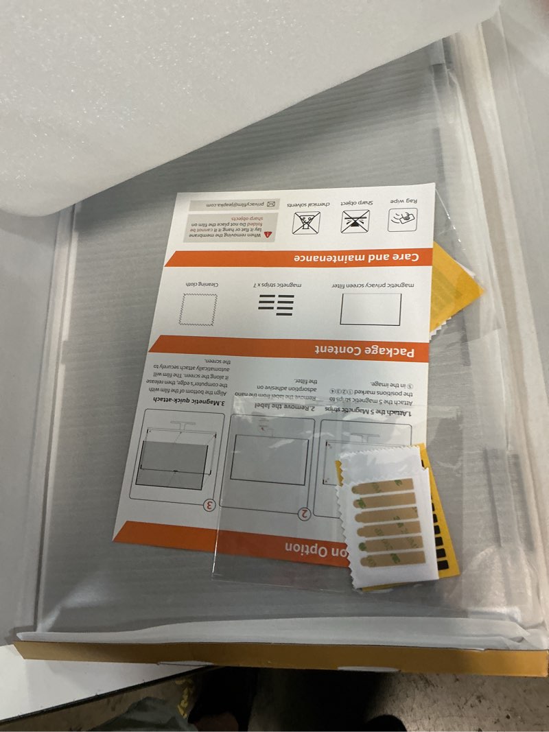 Condition photo showing Good Condition for 2 pack 24 inch magnetic computer privacy screen filter for monitor 16:9 aspect ratio, removable hanging privacy screen shield, anti blue light filter, anti-glare protector 2pack 24 inch (16:9)