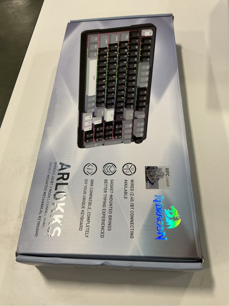 Condition photo showing New/Like New for Redragon K742 Wireless Mechanical Gaming Keyboard with Knob, Bluetooth 5.0/2.4GHz/USB C Wired Creamy Keyboard with Number Pad for PC Computer, Hot Swappable RGB Backlits, Custom Linear Switch, Black