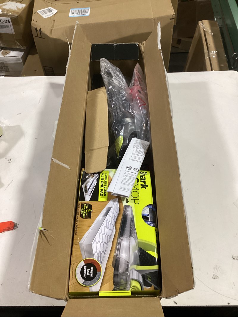 Condition photo showing New/Like New for Shark VACMOP Cordless Hard Floor Cleaner, Vacuum and Spray Mop, Powerful Suction, Lightweight, LED Headlights, Includes 4 Disposable Pads, 12oz Multi-Surface Cleaning Solution, Gray, VM252