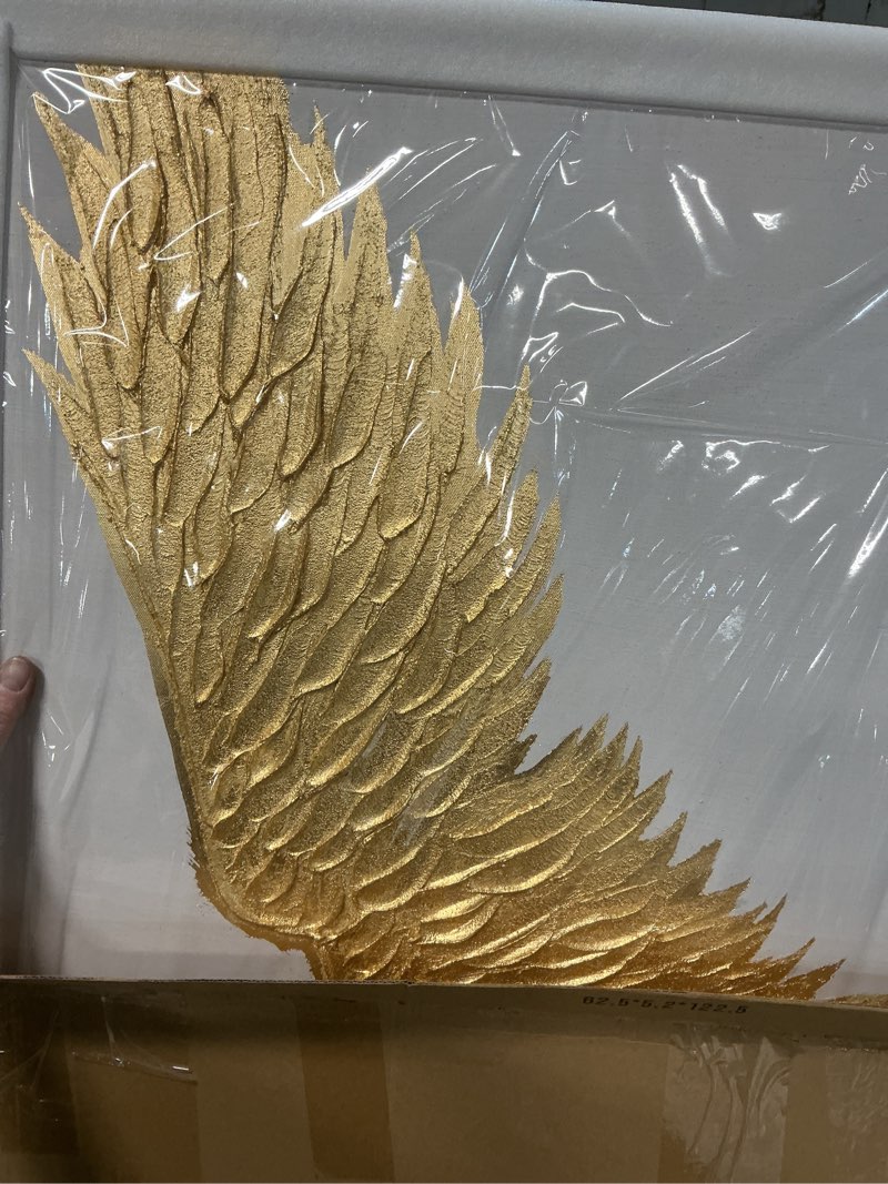Condition photo showing New/Like New for abstract wall art gold and white pictures wall decor for living room bird minimalist art framed canvas artwork for office dining room 24x48 inch 24" x 48" wooden framed