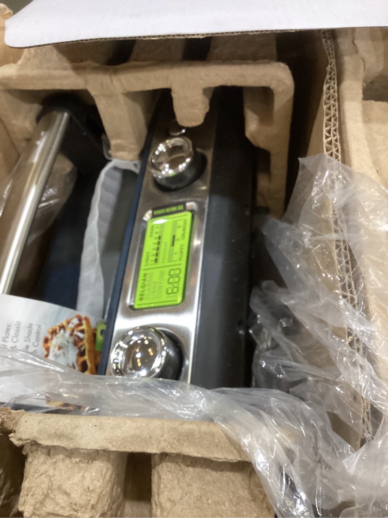 Condition photo showing Good Condition for GreenPan Elite 4-Square Belgian & Classic Waffle Maker, Healthy Ceramic Nonstick Aluminum Dishwasher Safe Plate,Adjustable Shade/Crunch Control Wont Overflow Easy Clean,Breakfast,PFAS-Free,Oxford Blue 4-Square Waffle Iron Oxford Blue