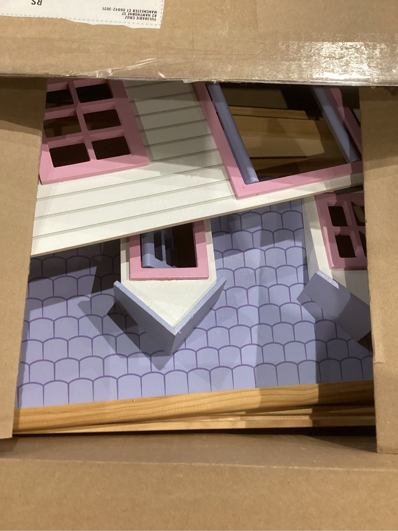 Condition photo showing As Is for Melissa & Doug Wooden Multi-Level Dollhouse Wooden Multi-Story Pretend Play Dollhouse for Kids