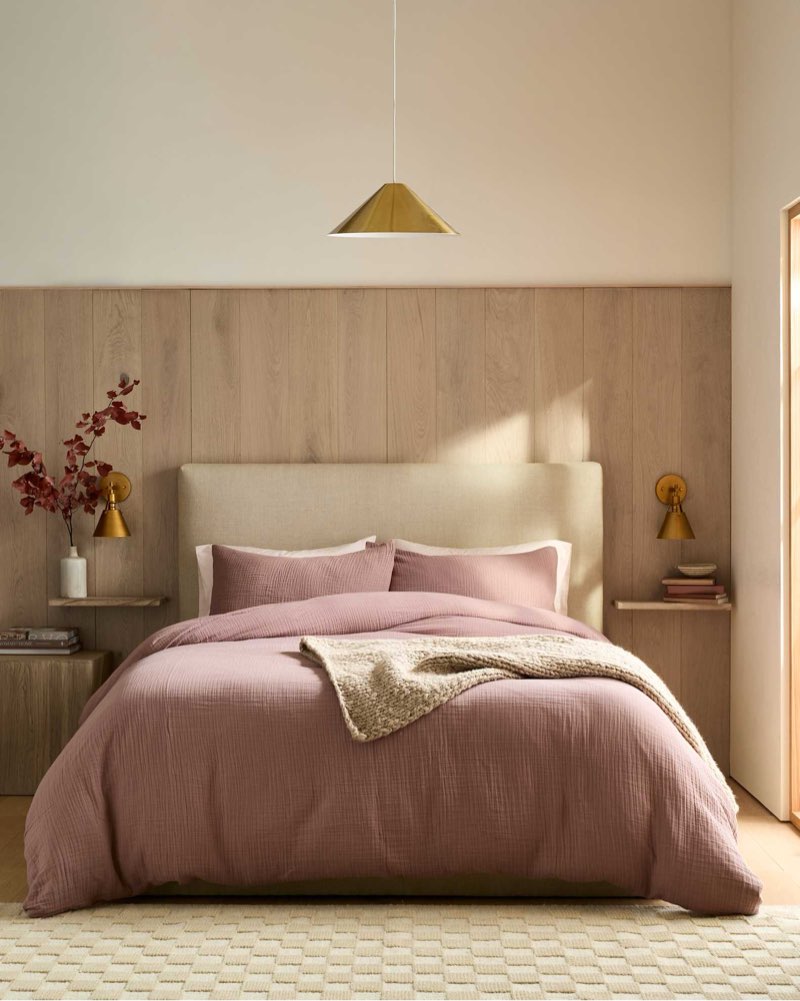 quince airy gauze duvet cover set king size fig color