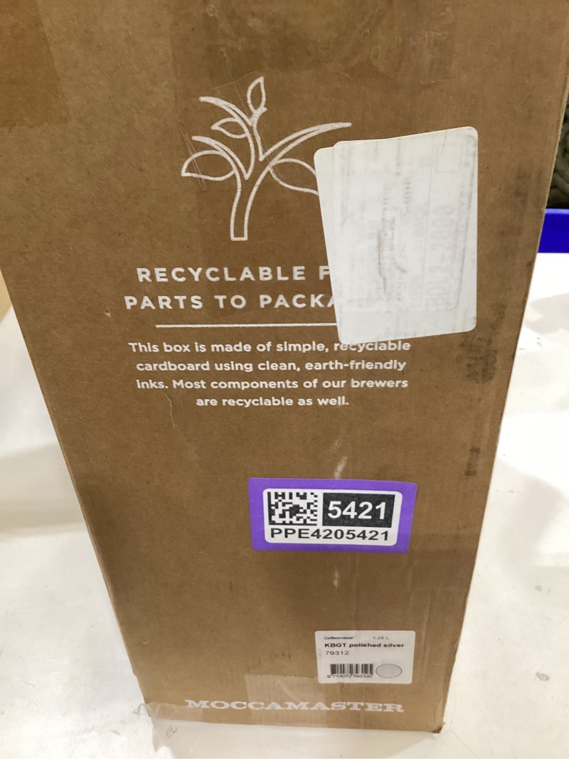 Condition photo showing As Is for technivorm moccamaster 79312 kbgt coffee brewer, 40 oz, polished silver polished silver coffee brewer