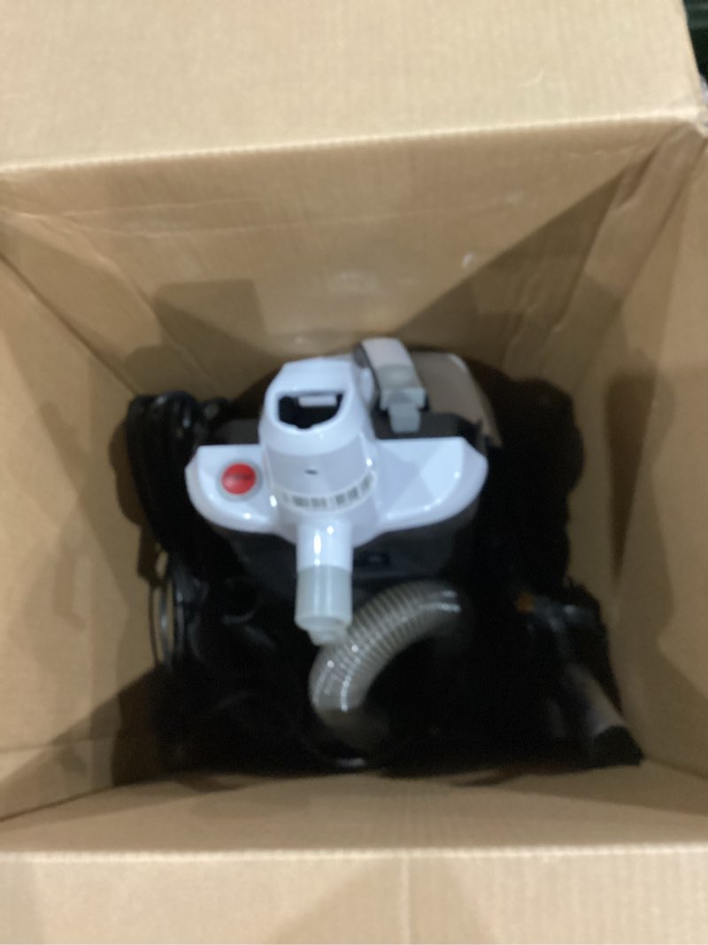 Condition photo showing As Is for hoover complete performance corded vacuum cleaner, bagged vacuum cleaner, traps 99% of dust matter, wide cleaning path, includes pet upholstery tool, powerful vacuum cleaners for home use white