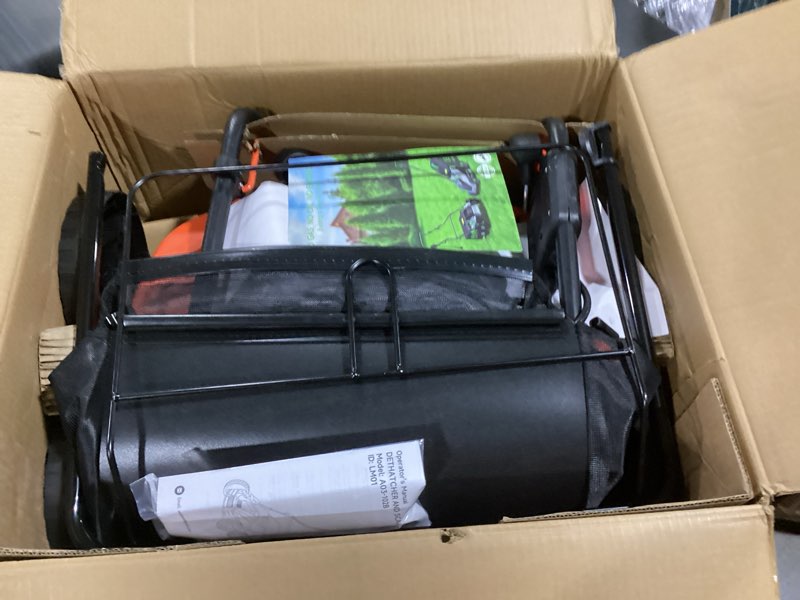 Condition photo showing Good Condition for 16-inch 15.5 amp 2-in-1 electric dethatcher and scarifier with 14.5-gallon collection bag, lawn dethatcher with 5-position depth adjustment, blade replacement without tool - orange orange 16inch