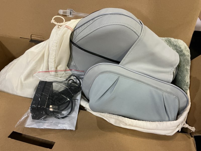Condition photo showing Good Condition for rainwolf shiatsu neck and back massage cushion with heat - 4d deep tissue kneading full-back massager for relief stress, adjustable intensity & height, for office chair & home grey