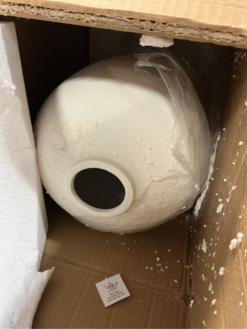 Condition photo showing Good Condition for White Rustic Ceramic Vase – Tall Vintage Design for Pampas Grass, Modern Farmhouse Home Décor, Distressed Textured Finish, Ideal for Living Room, Table, Shelf, or Mantel