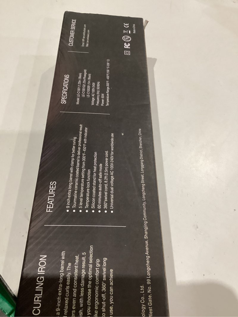 Condition photo showing As Is for LANVIER 1.25 Inch Curling Iron, Extra Long Barrel 1 1/4 Inch Curling Iron for Long Hair up to 450F, Worldwide Dual Voltage Hair Curler for Traveling, Hair Waving Style Tool Black 1.25 Inch Black