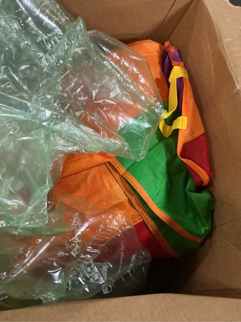 Condition photo showing Good Condition for Play Platoon Rainbow Parachute Toy for Kids, 24 ft Play Parachute Game for Kids with 16 Handles, PE Equipment for Elementary School Gym Class, Backyard/Indoor Equipment