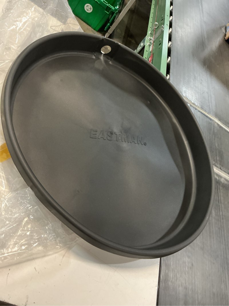 Condition photo showing As Is for eastman 24-in id plastic water heater drain pan with pvc fitting