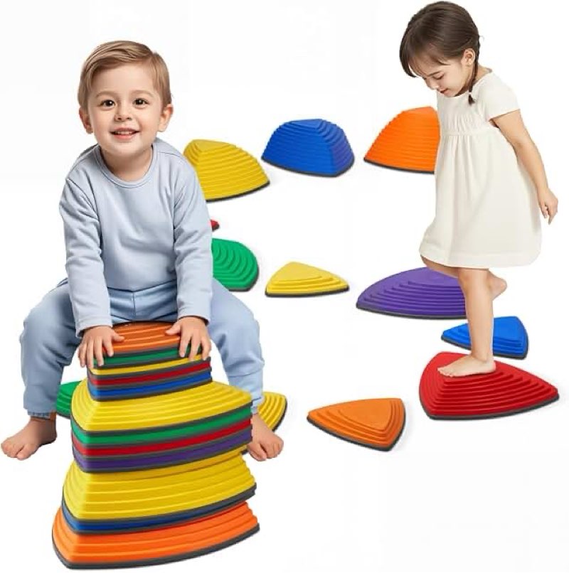 VEVOR Balance Stepping Stones for Kids, 12 PCS, Non-Slip Toddlers Sensory Stepping Stones, Up to 220