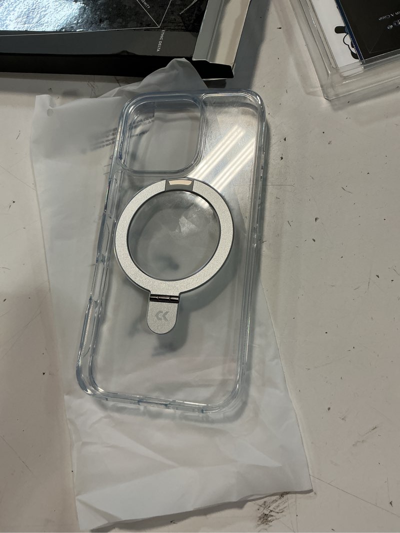 Condition photo showing As Is for casekoo ultra magnetic stand for iphone 16 pro case clear [compatible with magsafe] [16ft military-grade protection] transparent slim phone ring 16 pro phone cover 6.3 inch, clear for iphone 16 pro 6.3'' a-clear