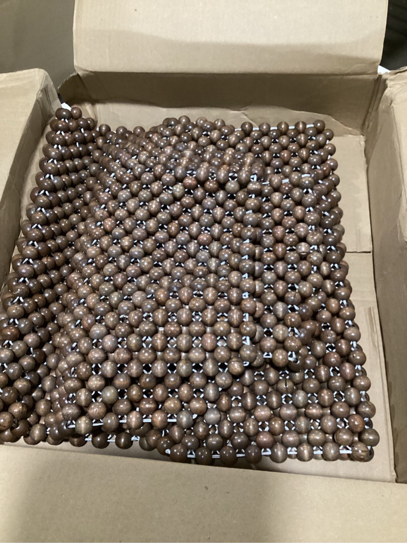 Condition photo showing As Is for natural wood beaded seat cover massaging cooling cushion for car truck. keeps the back from getting sweaty while driving. makes driving more bearable and less painful on long trips everyday vechicles (pickup, suv, sedan, mpv)