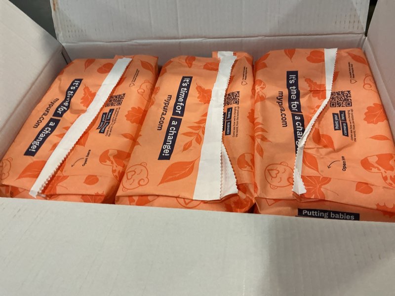 Condition photo showing New/Like New for Pura Hypoallergenic Diapers Size 2 (7-13 lbs) Monthly Pack, Totally Chlorine Free, Wetness Indicator, Suitable for Sensitive Skin, Soft Organic Cotton Comfort, Overnight, 6 Packs of 29 (174 Diapers) Size 2 (174 Diapers)